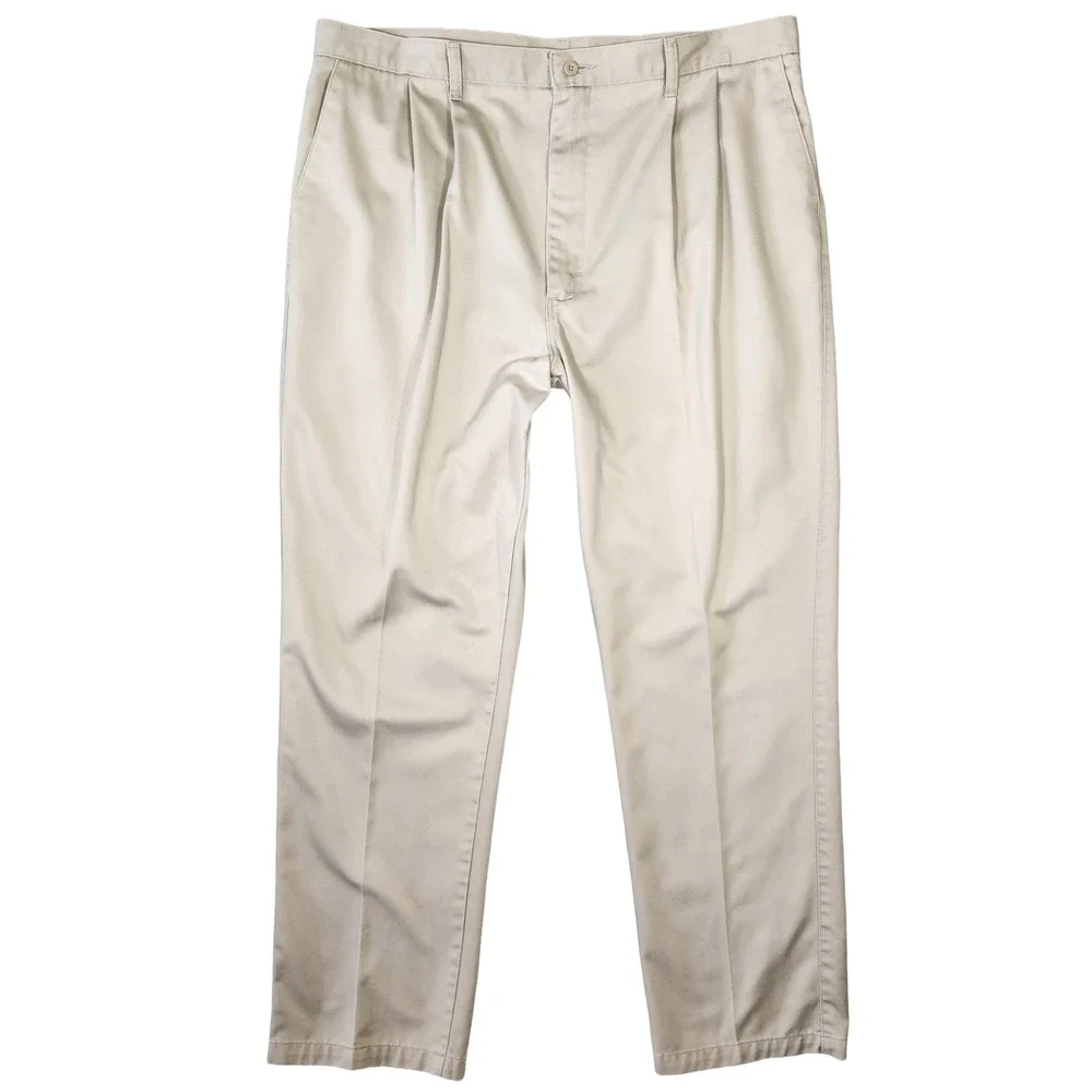 Vtg Wrangler Riata Pleated Dress Pants Mens 40x32 Beige Career Western Church